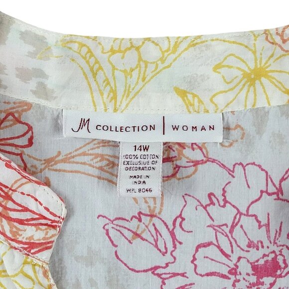 Womens Blouse Pastel Lightweight 3/4 Sleeves Floral Butterfly size 14  JH1483 - Picture 2 of 3